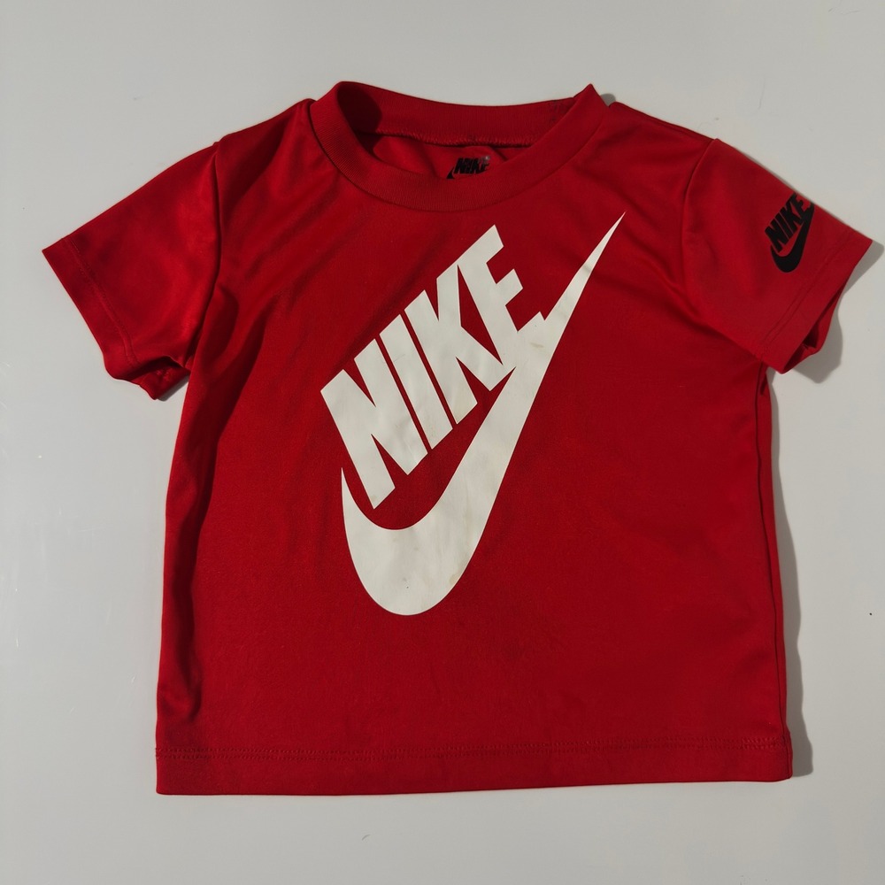 Nike Toddler Boys Red Futura Logo Graphic Short Sleeve Performance T-Shirt 24M